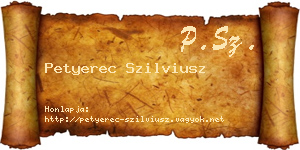 Petyerec Szilviusz névjegykártya